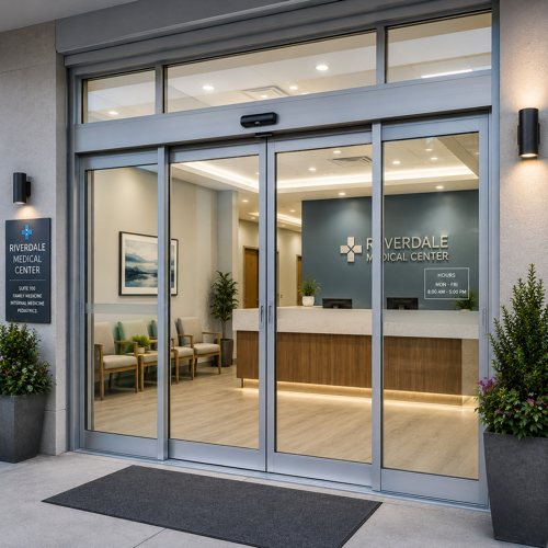 Medical Center entrance and lobby sliding door