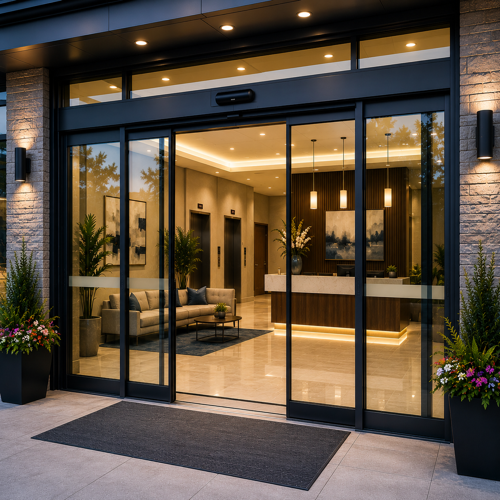 Modern commercial building sliding door